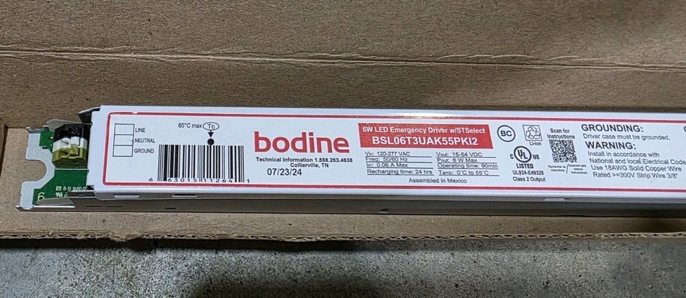 Bodine BSL06T3UAK55PK12 Emergency Light Driver