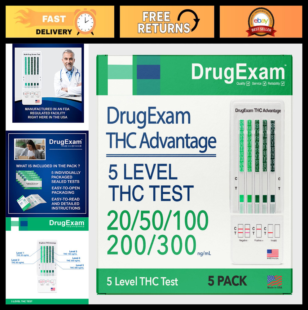 5 Pack Marijuana Test Dip Cards - Rapid Cannabinoid Testing, Easy Use, Instructi