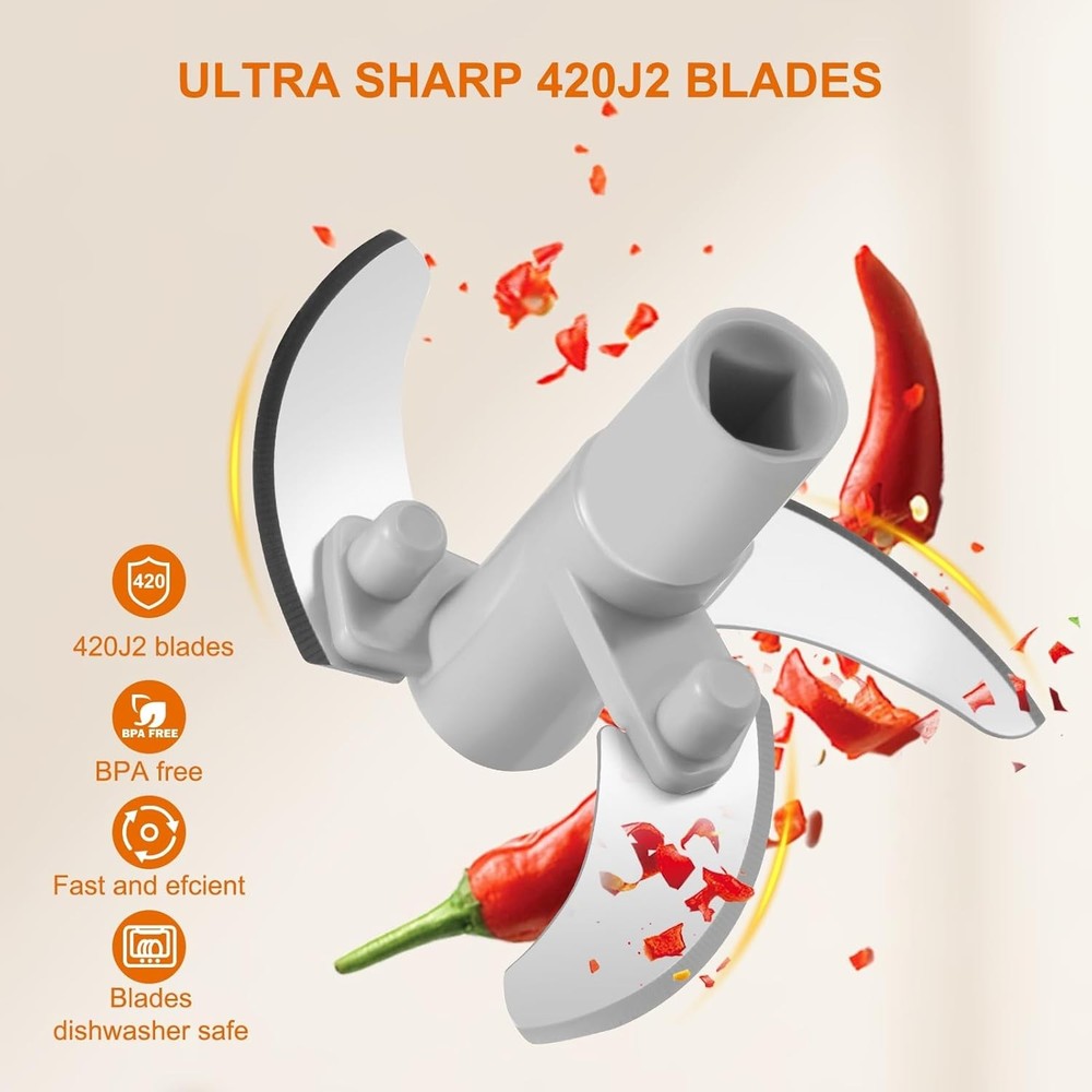 Manual Food Processor Vegetable Chopper, Portable Hand Pull String Garlic Mincer