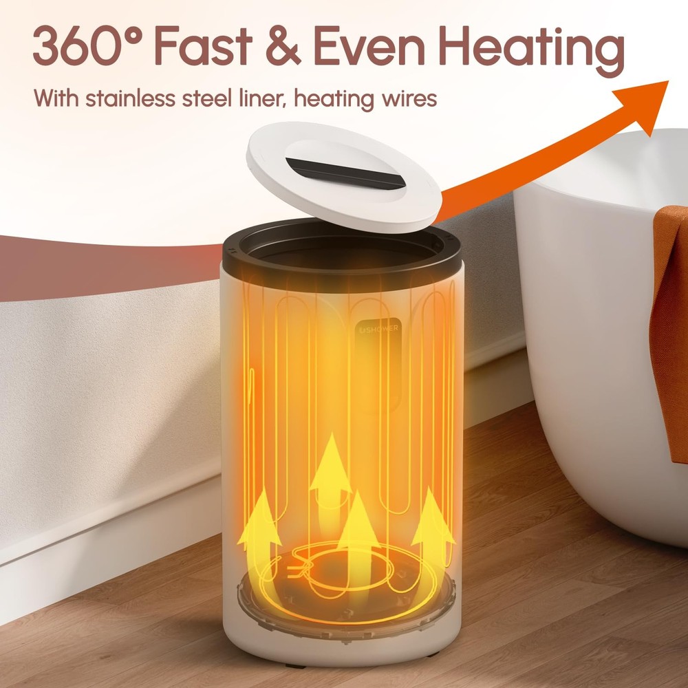 Large Capacity 20L Towel Warmer Bucket LCD Timer Fast Heating Auto Shut-Off