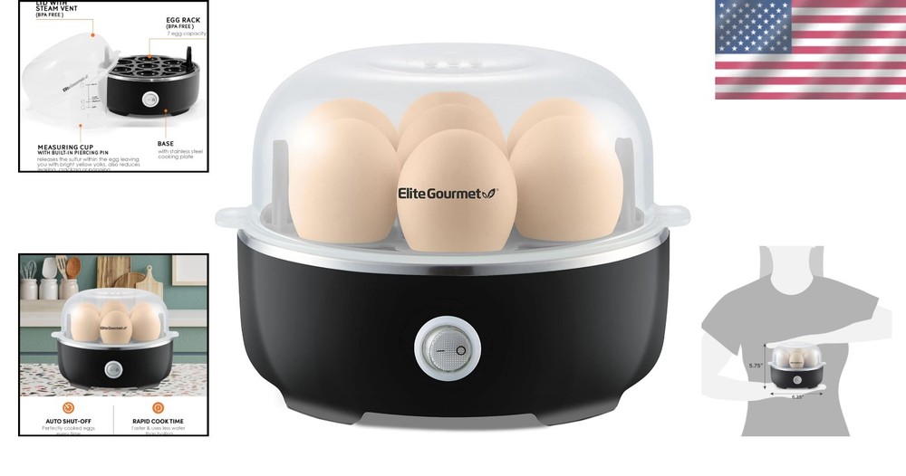 EGC115B Easy Egg Cooker Electric 7-Egg Capacity Soft Medium Hard-Boiled Egg...