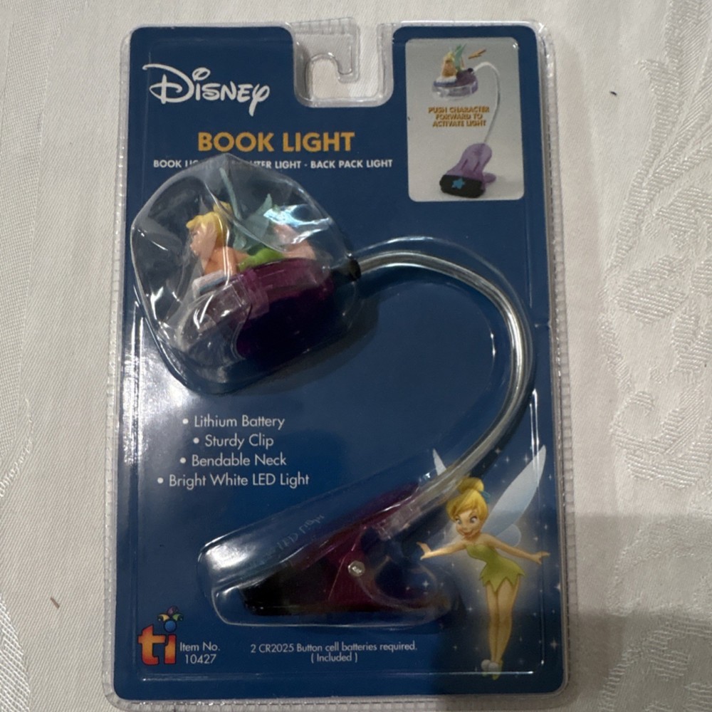 Disney Tinkerbell Book Light Purple LED Clip-On Flexible Battery Powered