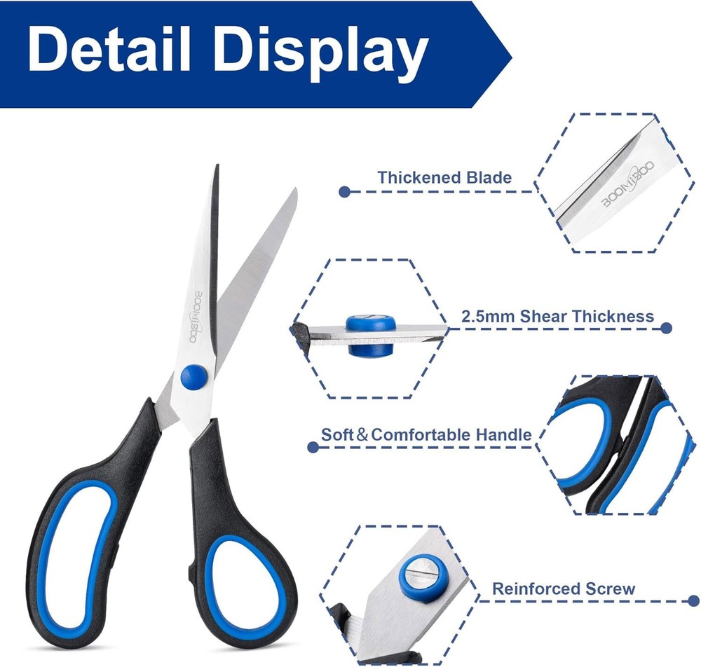 6 pack 8" Scissors All Purpose Multipurpose Sewing Home Craft School Right/Left