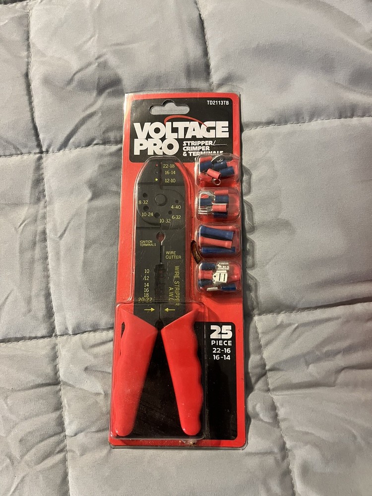 Voltage Pro Stripper / Crimper With Terminals 25 Pieces Set - NEW! FAST!