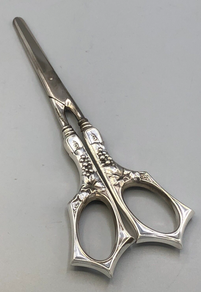 Vintage Sterling Silver handle Grape Scissors 6.75"