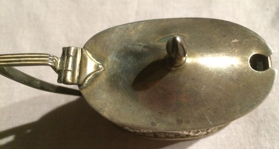 Antique Cheltenham & Co Solid Silver Salt Dip Cellar & Cobalt Insert England
