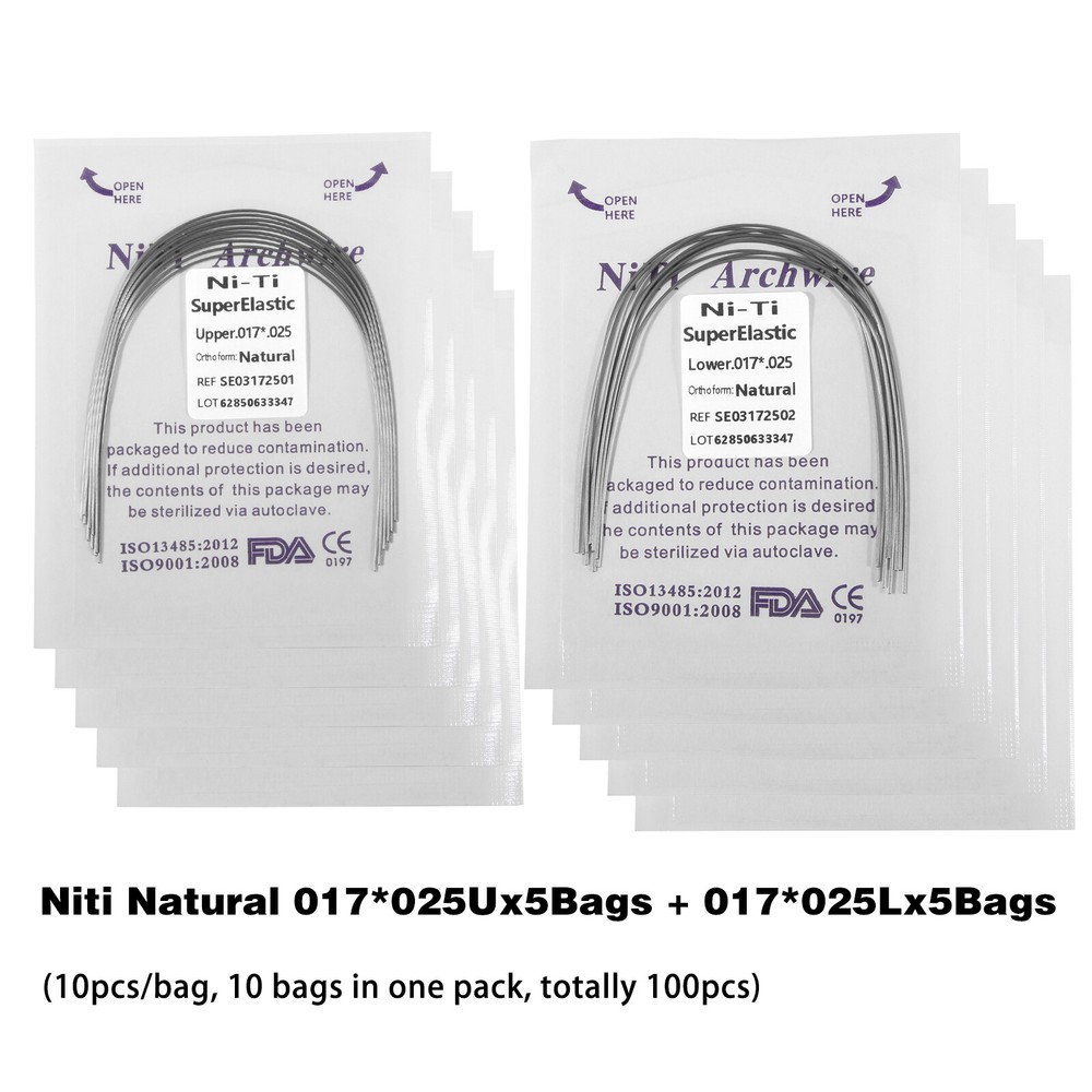 Dental Ortho Niti Natural Form Elastic Rectangular Arch Wires 17*25 Upper Lower
