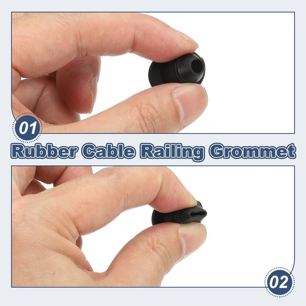 100pcs Cable Railing Rubber Grommets for 1/8" 3/16" 5/32" Cables, 30 Degree