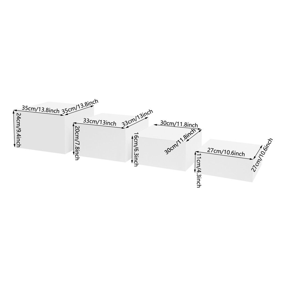 White Acrylic Stackable Organizer Stand 4Pcs Display Risers for Retail Shop