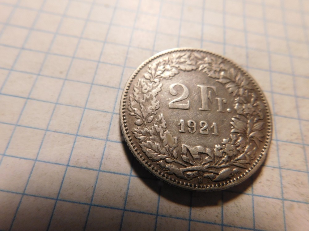 swiyzerland 2 francs 1921B SILVER # 1123