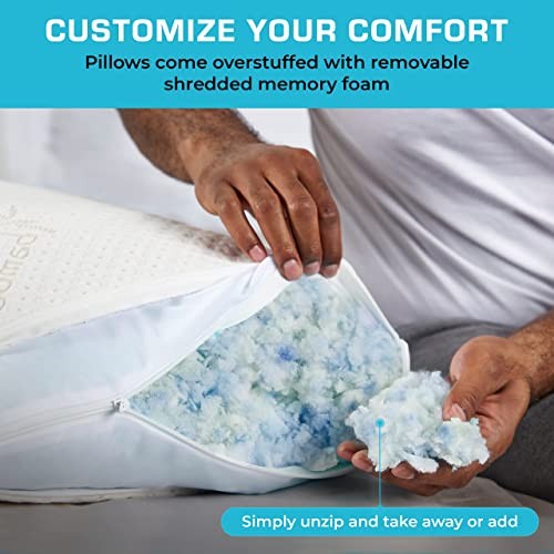 Bed Pillow for Sleeping | Shredded Memory Foam Pillows Adjustable Standard