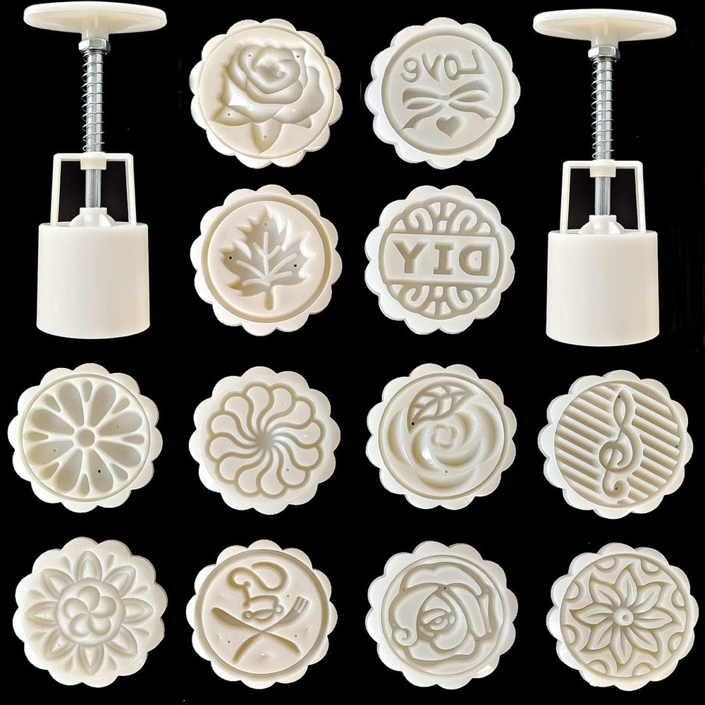 14 PCS Bath Bomb Mold Set Includes 2Pcs Bath Bombs Press and 12Pcs Different Pat