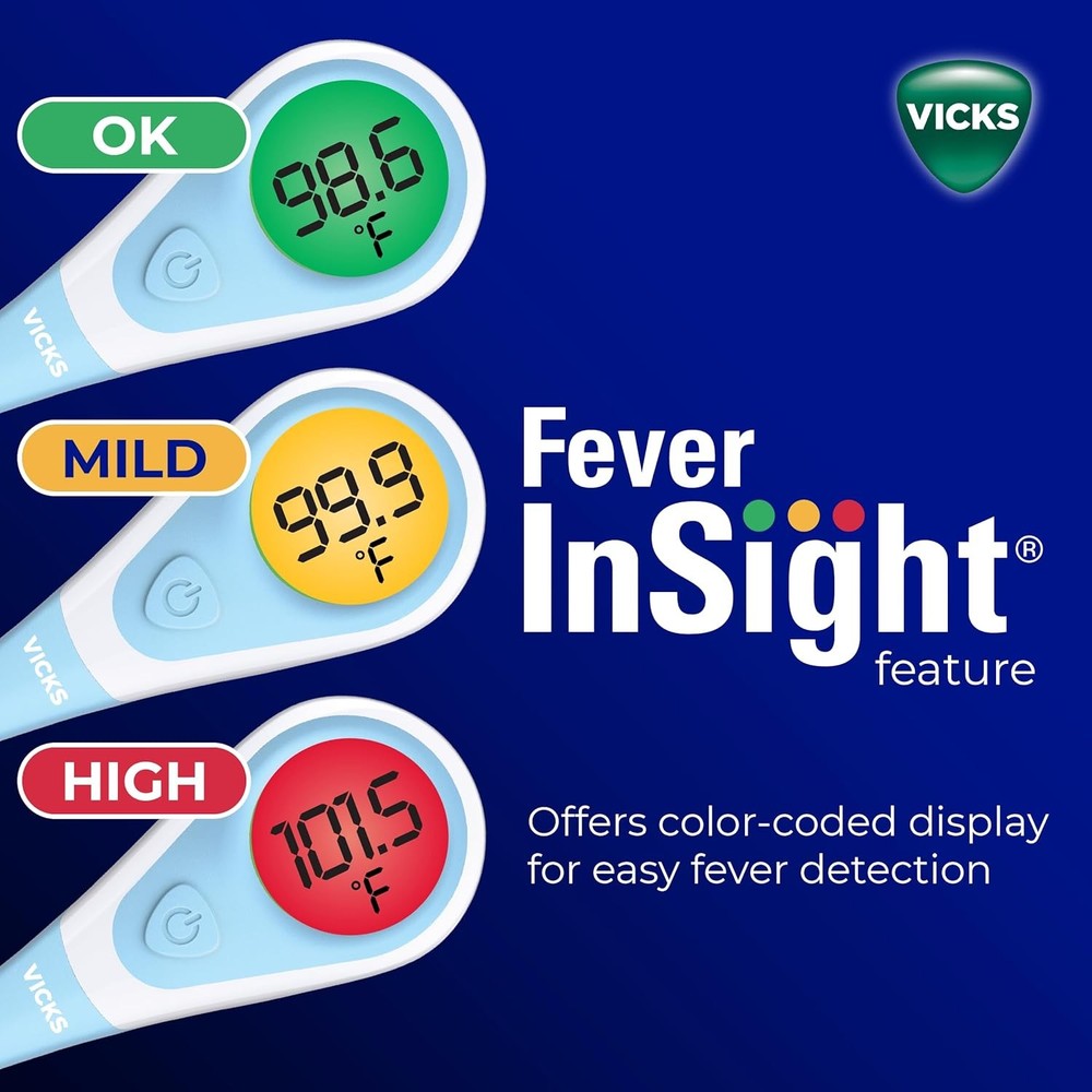 Vicks ComfortFlex Digital Thermometer: Accurate Color-Coded Reading in 8 Seconds