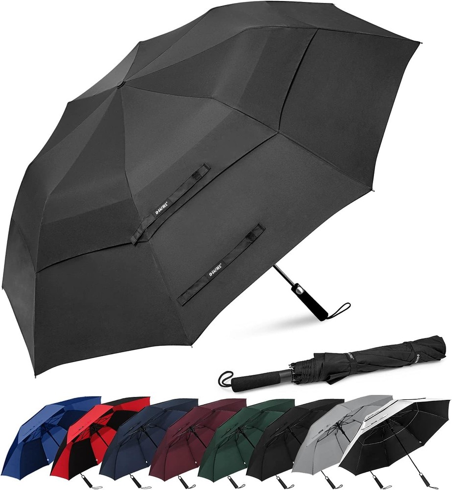 62 Inch Portable Golf Umbrella Large Oversize Double Canopy Vented Windproof