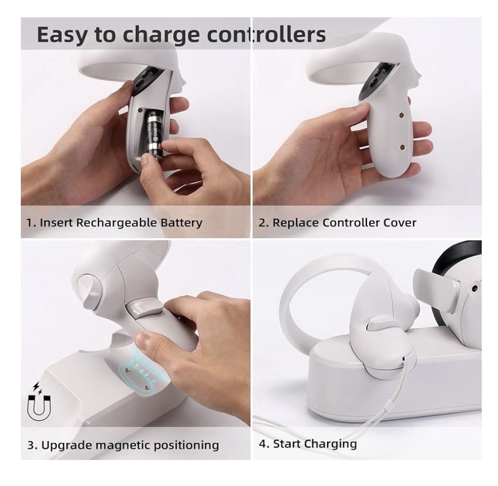 Smatree Charging Dock for Quest 2 Headset & Controllers, Magnetic, Rechargeable…