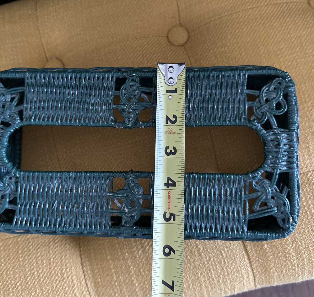 Vintage Green Basket Woven Rectangular Tissue Holder Cover