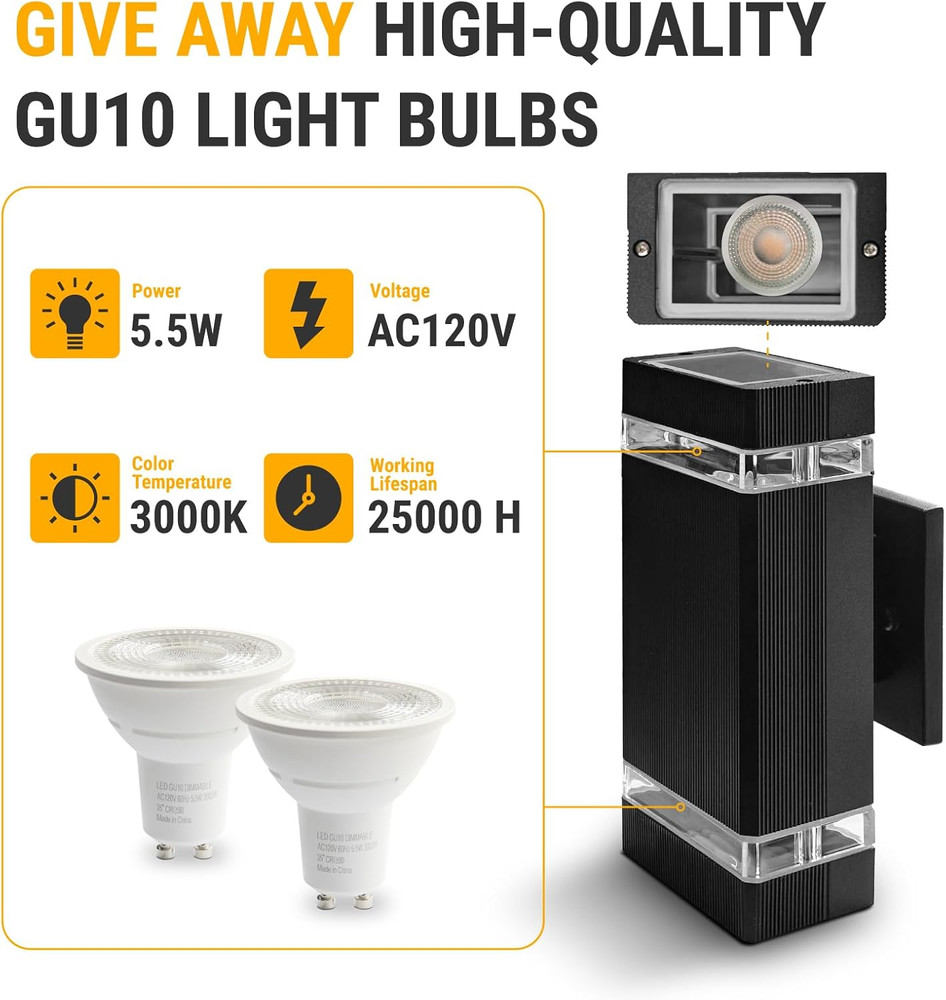 KOSTA Modern Outdoor Wall Light,3000K LED Square Wall Sconce,Waterproof Modern E