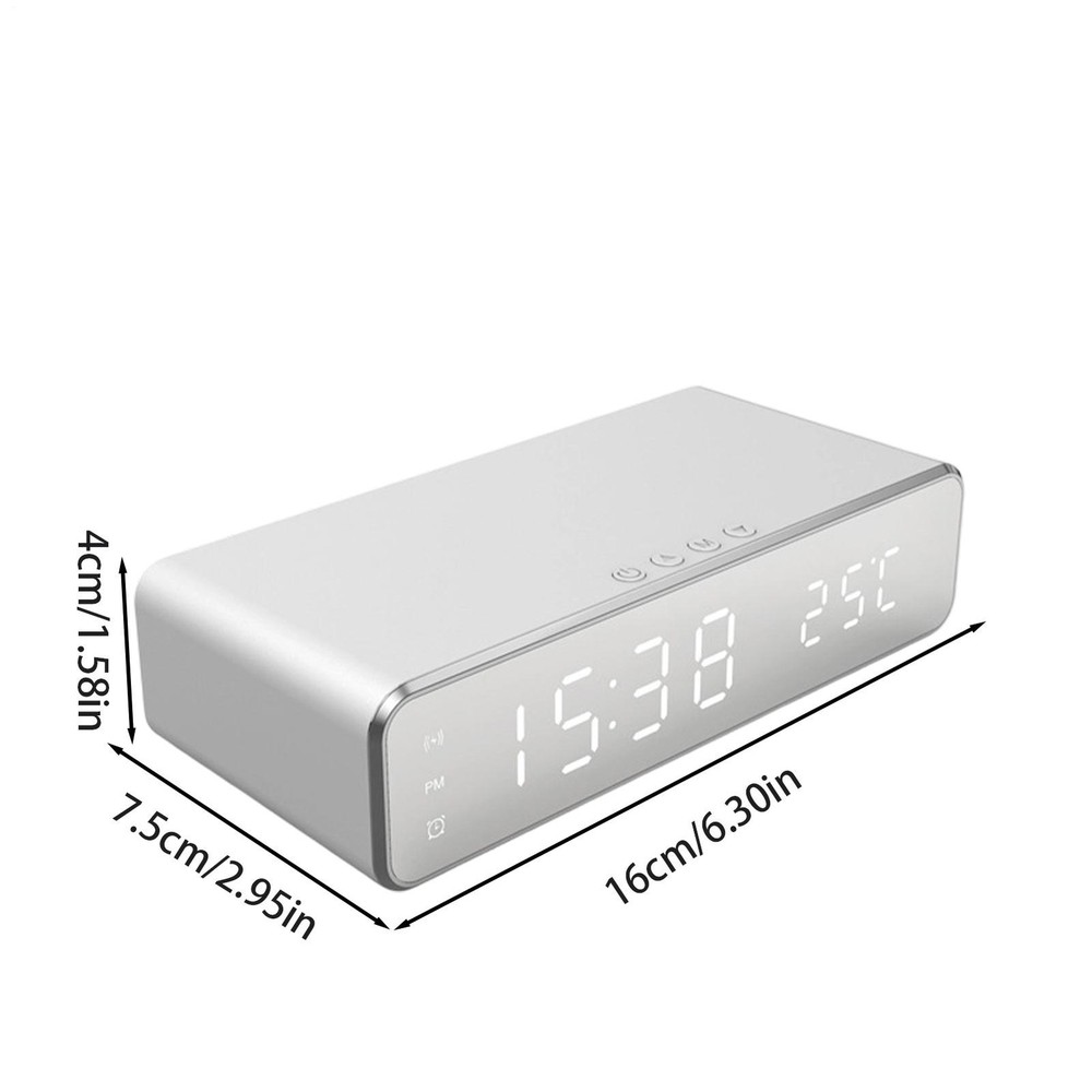 Alarm Clock with Wireless Charging Temperature Display Stand Charging Station