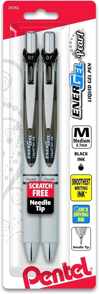 Enerl Pearl RTX Retractable Liquid l Pen,Medium Line, Needle