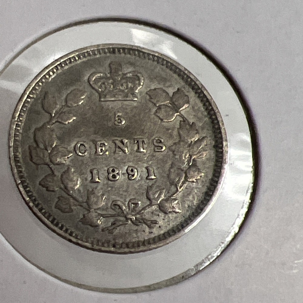 1891 Canada 5 Cents Silver Foreign Coin