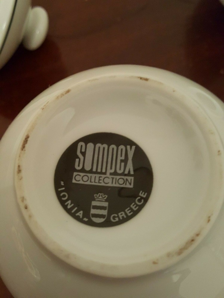 SOMPEX "IONIA" Creamer-Sugar SET Black-White Geometric Pattern Greece