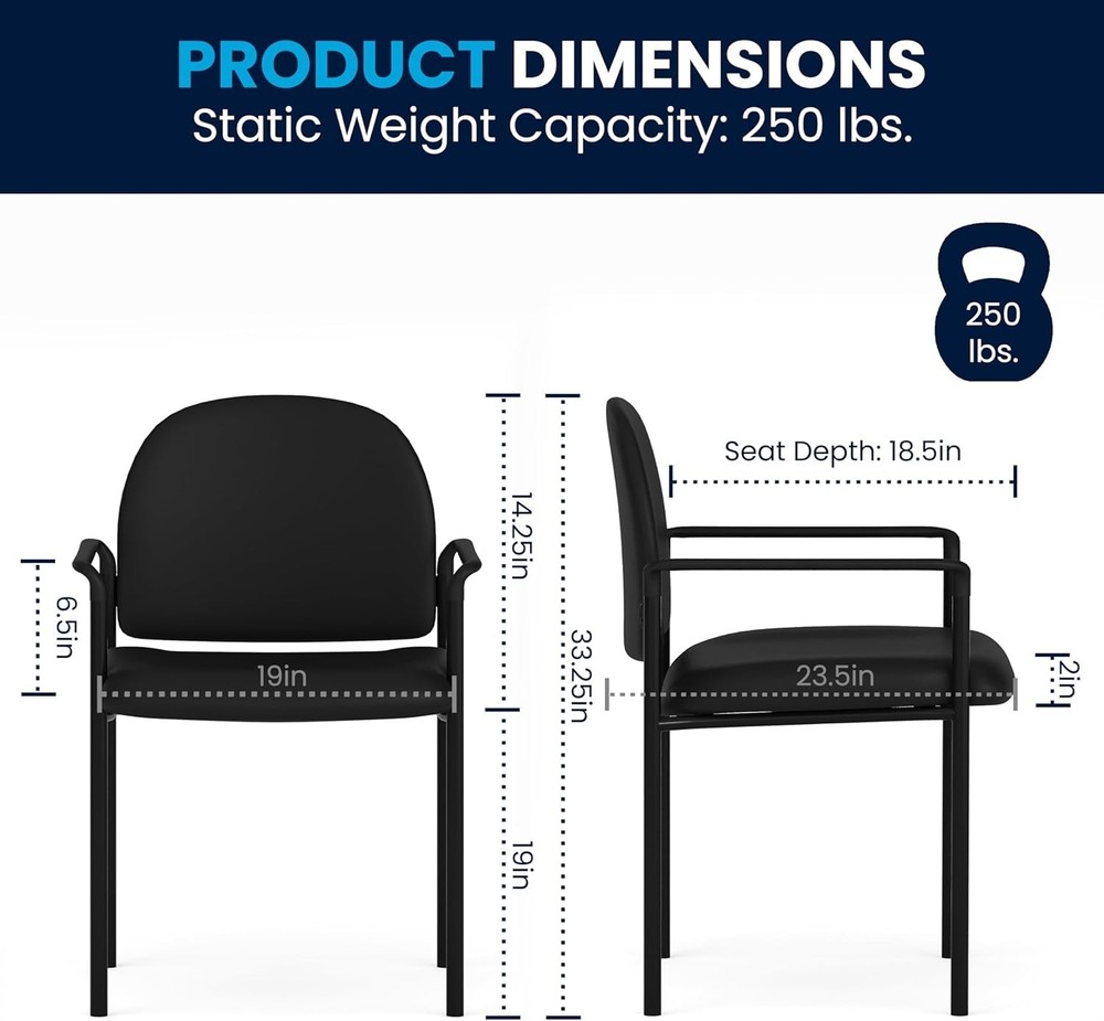 Versatile Padded Side Reception Chair, Stackable & Durable - Perfect for Offices