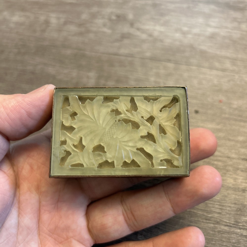 Vintage Jade & Enamel Match Box