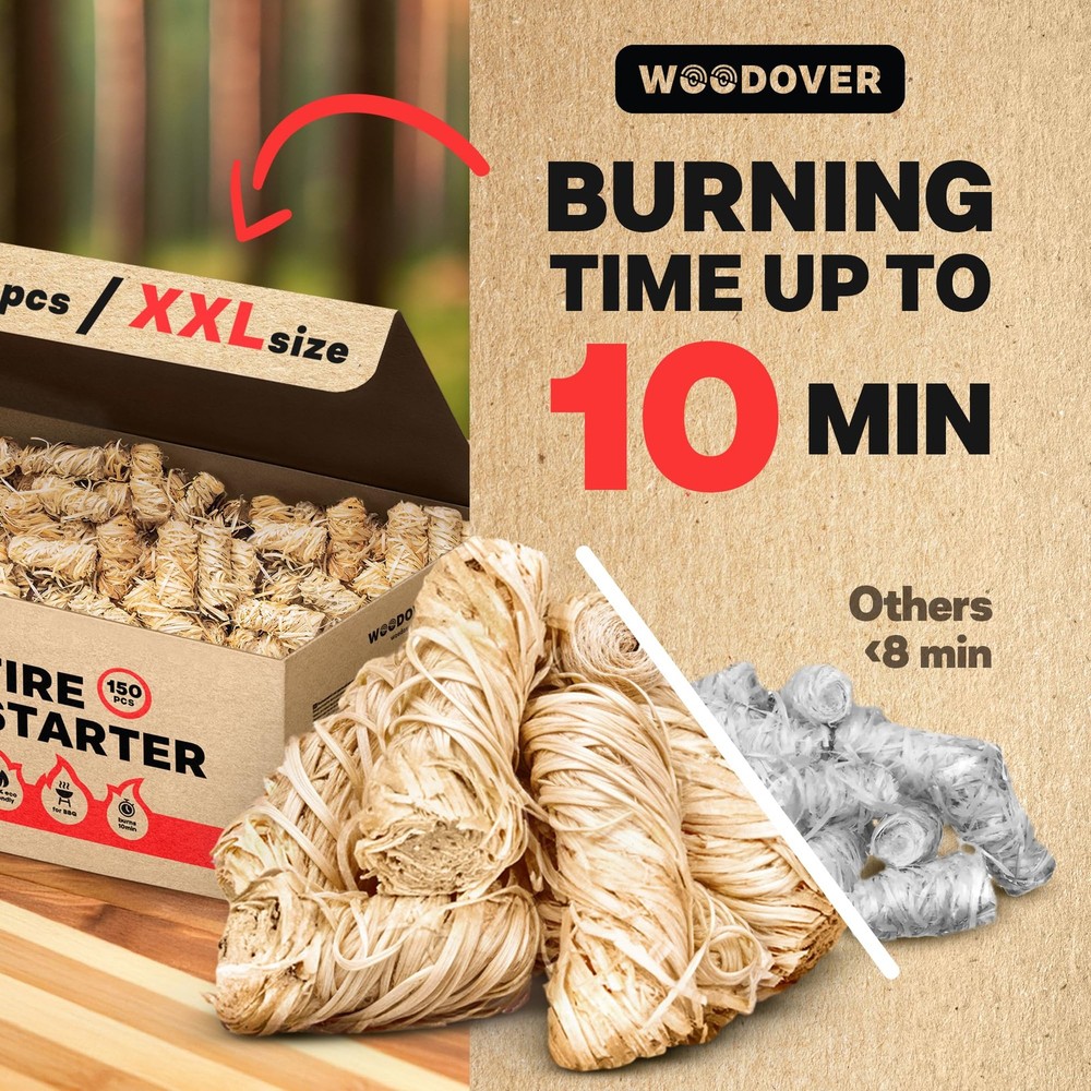 150 pcs Large Fire Starters for Fireplace, Natural Fire Starter for Campfires...