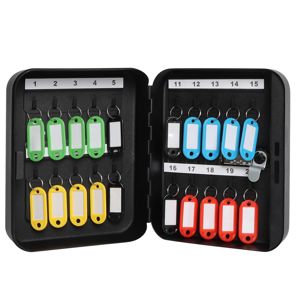 20 Key Storage Lock Box with Code, Wall Mount Metal Security Key Cabinet with...