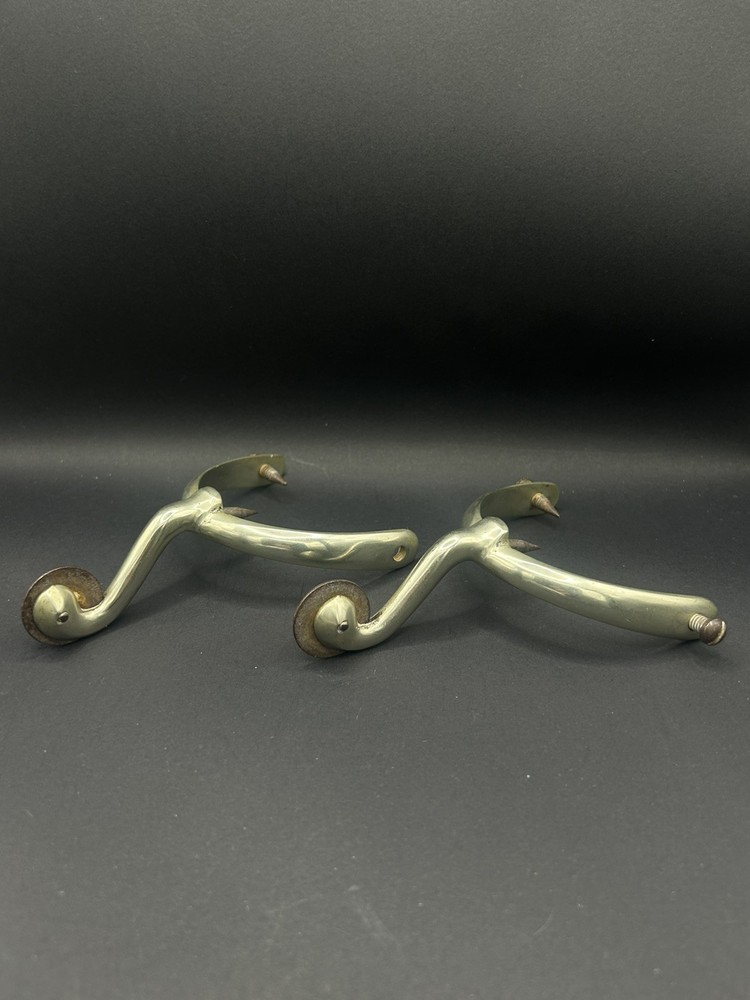 WW1 British Army Officer Swan Neck Spurs Solid Nickel Pair