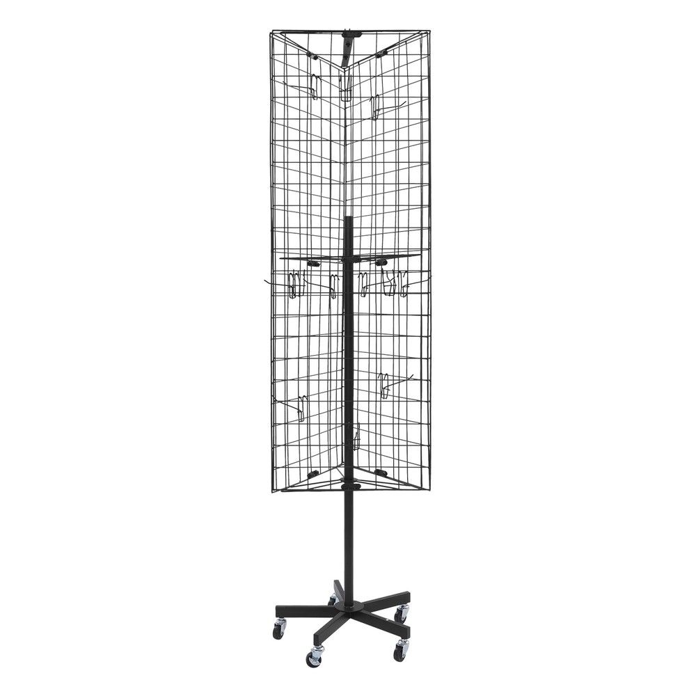 Floor Standing Gridwall Display Stand, Moveable Triangular Grid Panel, w/ Wheels