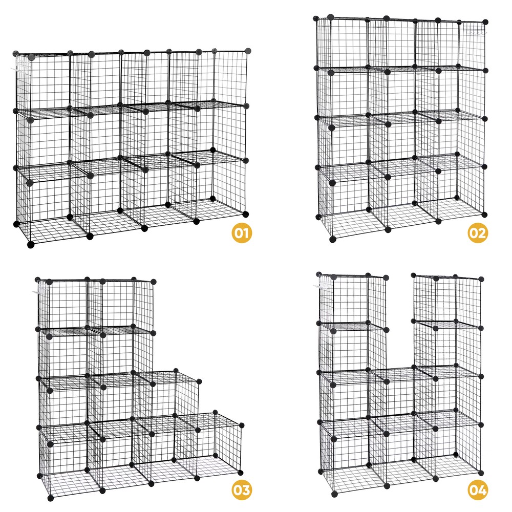 12-Cube Storage Shelf Wire Cube Storage Organizer DIY Closet Cabinet Indoor