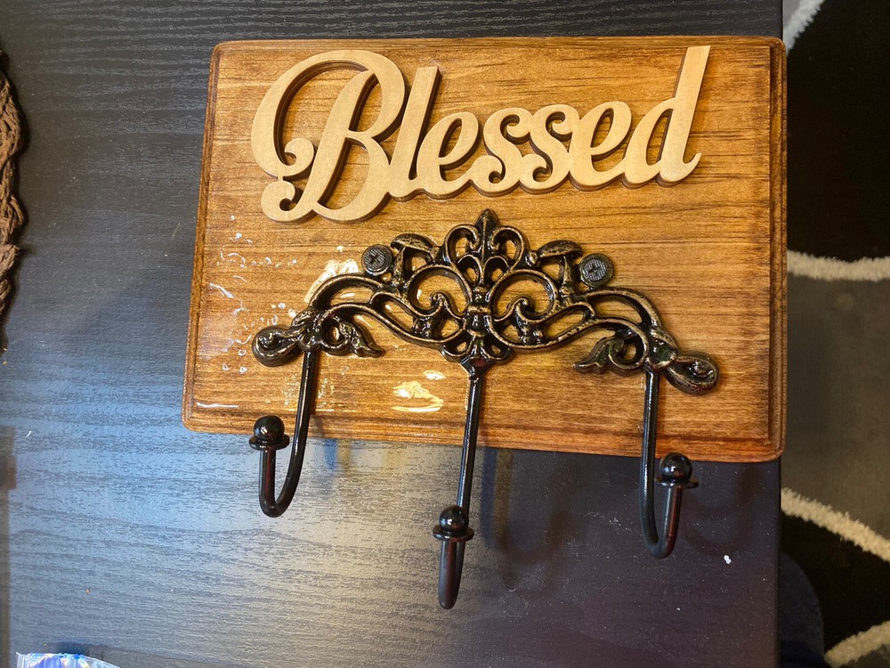 3 HOOK KEY HOLDER BLESSED
