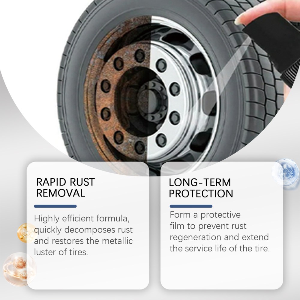 car tire rust spray decontinat dust steel ring rust removal