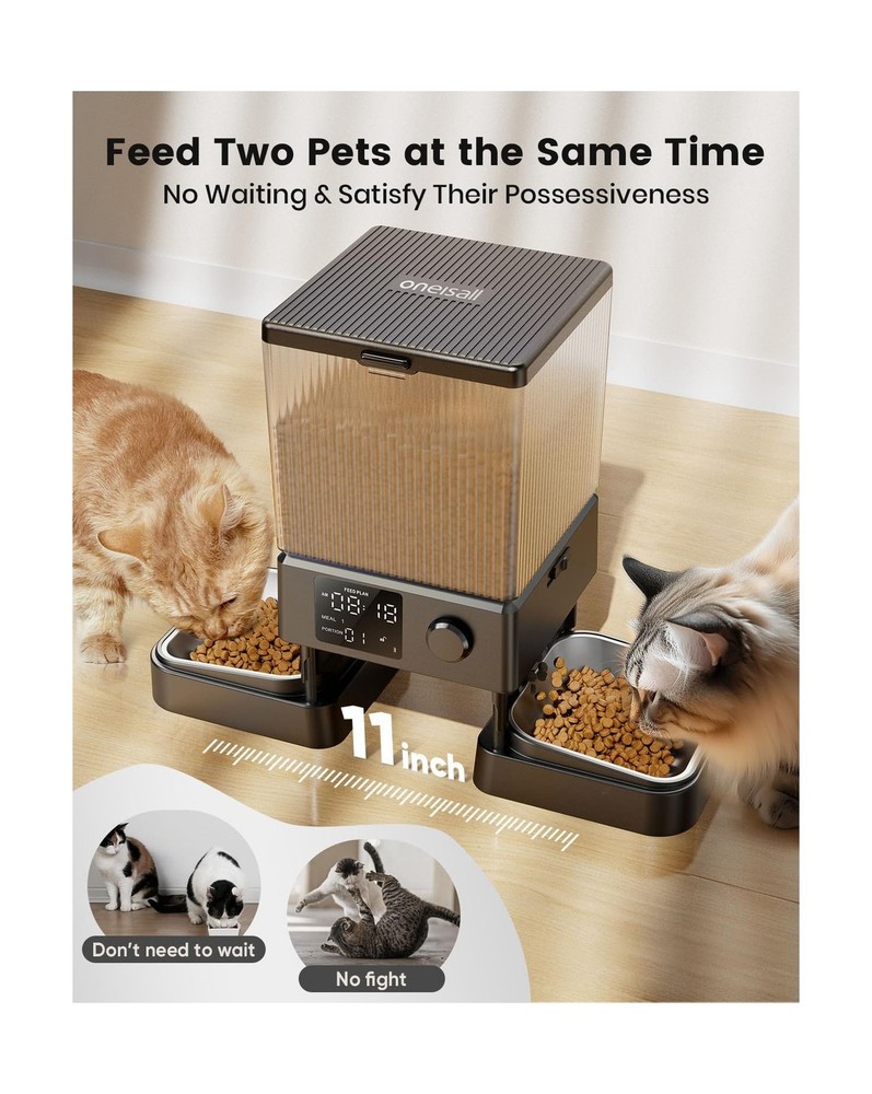 Automatic Cat Feeder for 2 Cats Precise Portion Control and 10sec Voice Recorder
