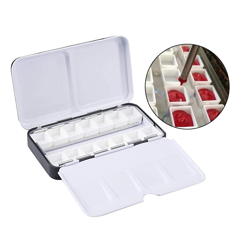 Empty Watercolor Tin Paint Case with 14 PCS Empty Half Pans for