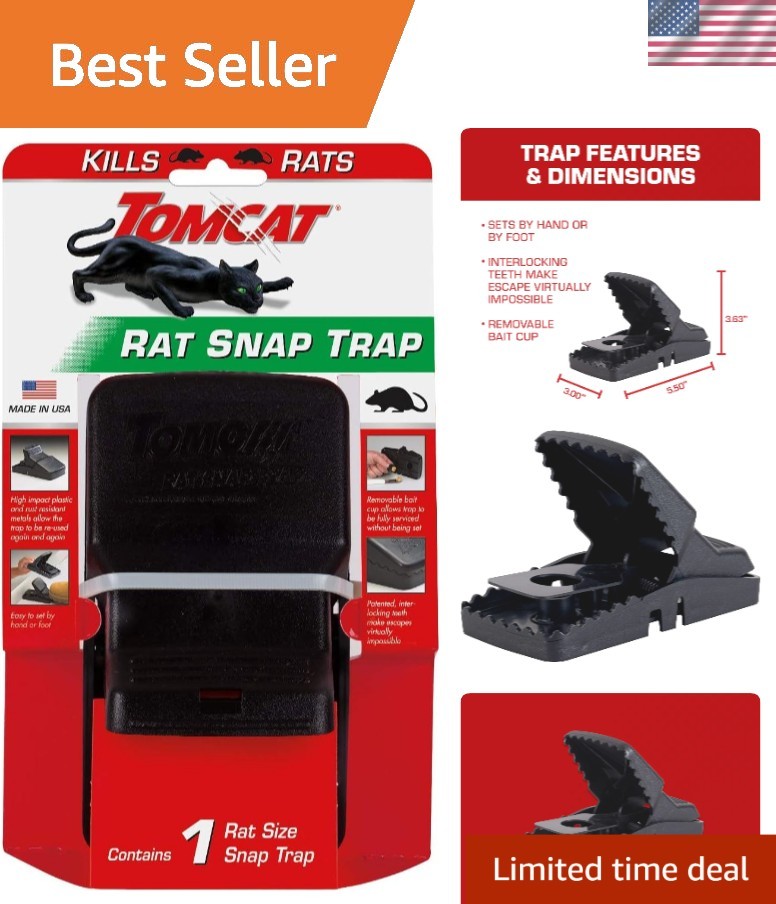 Effective Rat Snap Trap - Indoor & Outdoor Use - Easy Setup & Reusable Design