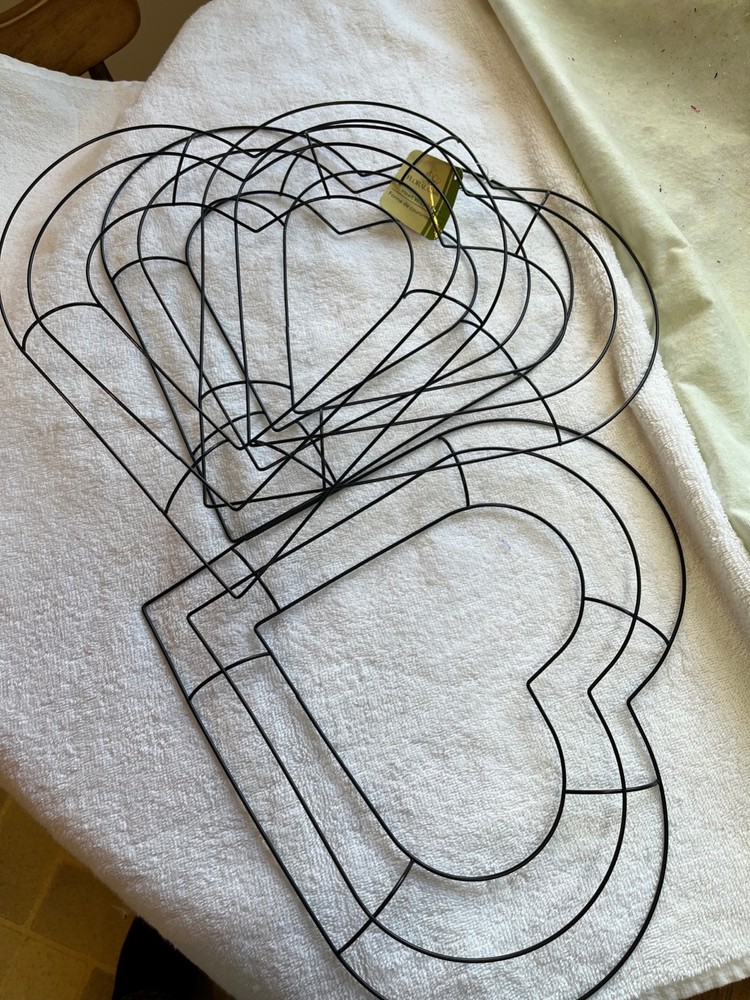 4 Heart Shaped Wire Floral Frames 13" for Crafts