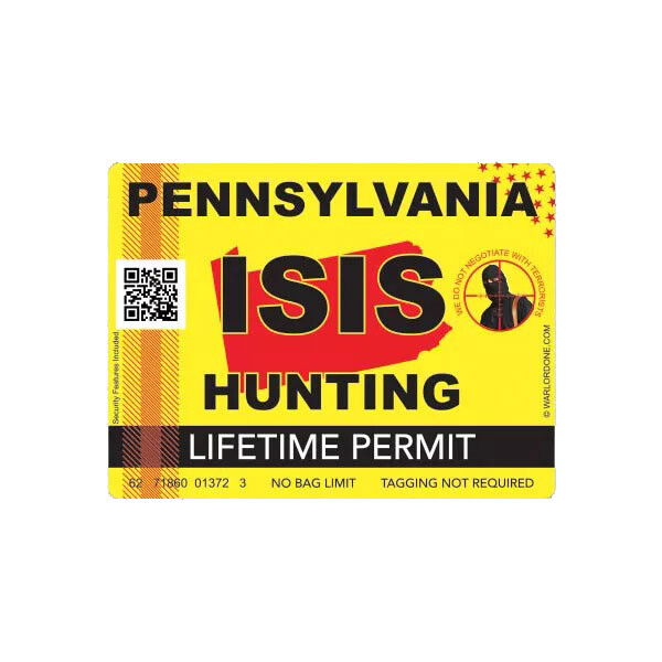 ISIS Terrorist Pennsylvania State Hunting Permit Sticker Decal