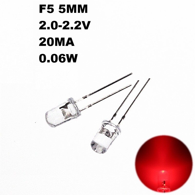 50pcs Red F5 5mm Diameter LEDs Round Bright Light Lamp Emitting Diode