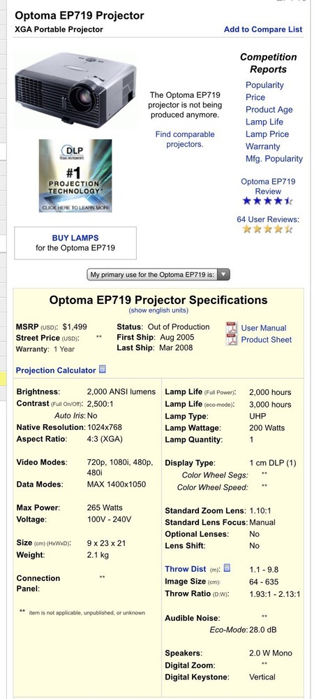 Optoma EP719R Projector
