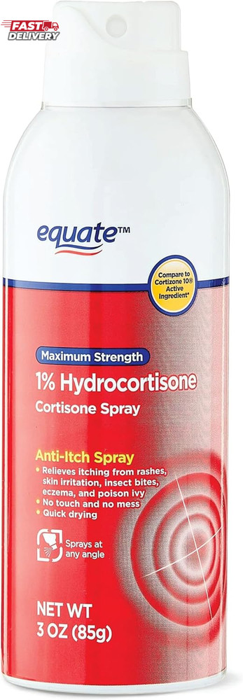 MUHU Equate Maximum Strength Anti-Itch Continuous Spray, 4.0 Oz, 4 Ounce (Pack o