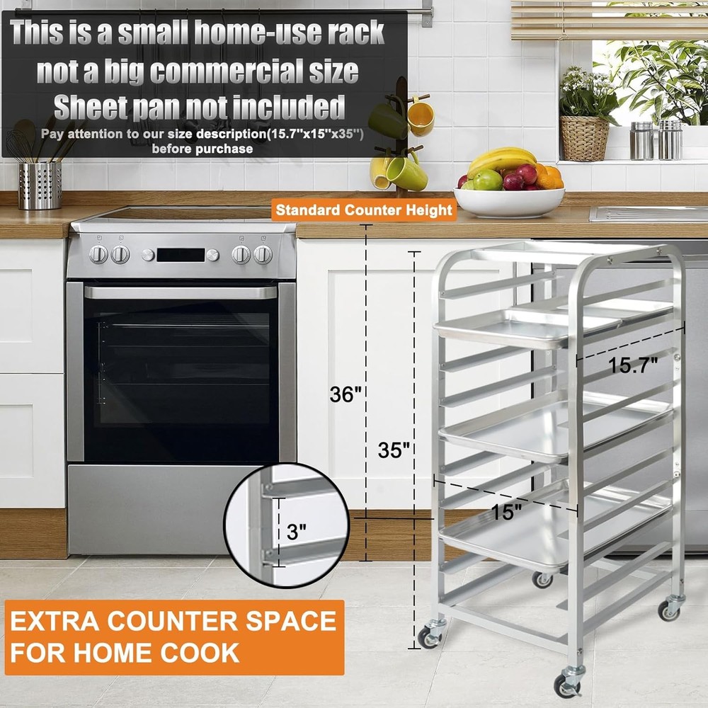10-Tier Quarter & Half Sheet Pan Rack Bread Baking Speed Rack Cooling Bakery