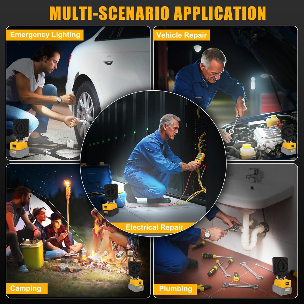 Rechargeable LED Work Light, Portable Work Light Compatible with Dewalt 20V B...