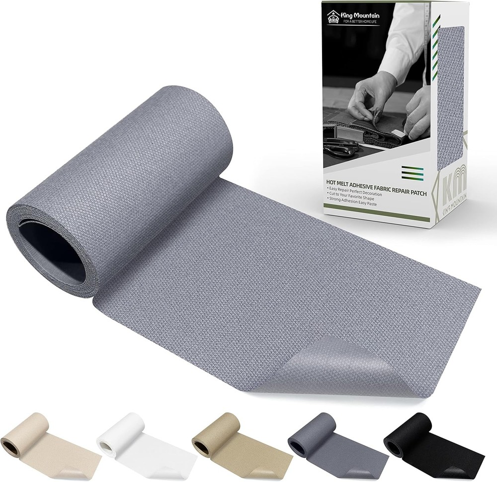 KING MOUNTAIN Canvas Iron on Patch,3"×60",Waterproof 100% 3"x60", Light Gray