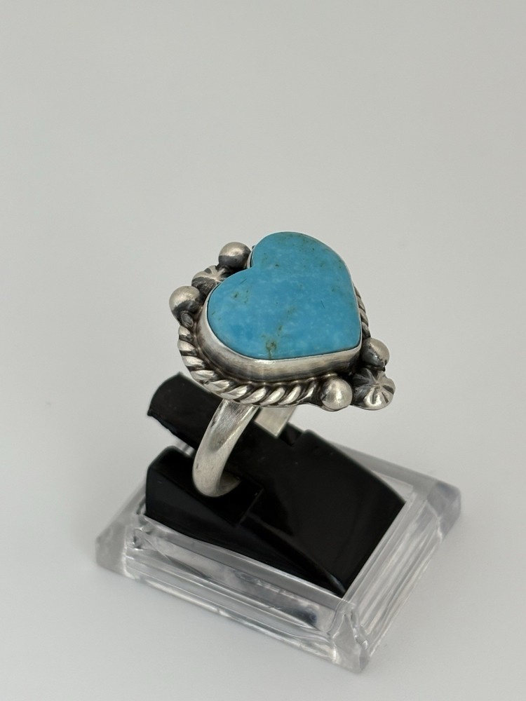 sterling silver turquoise heart ring size adjustable
