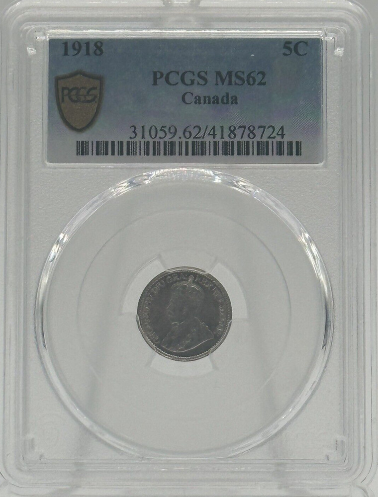 1918 Canada 5 Cents PCGS MS62 *STL