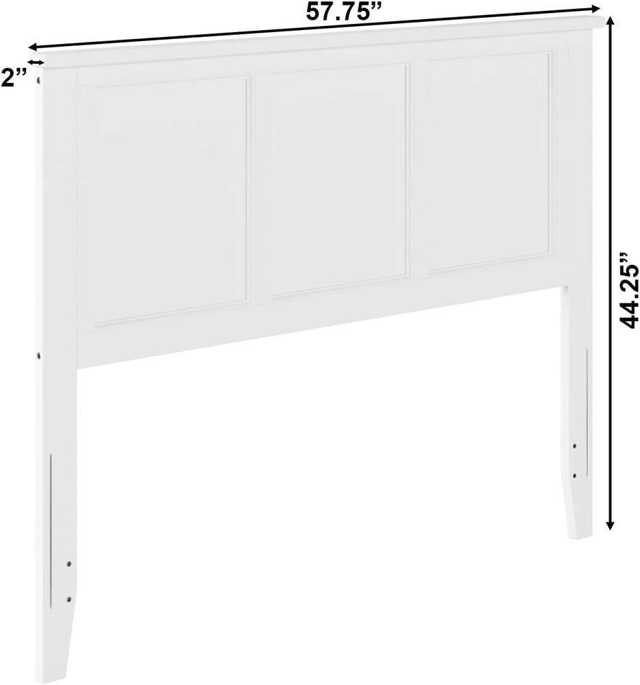 MadISON White Solid Wood Panel Headboard with Charger for Modern Bedrooms