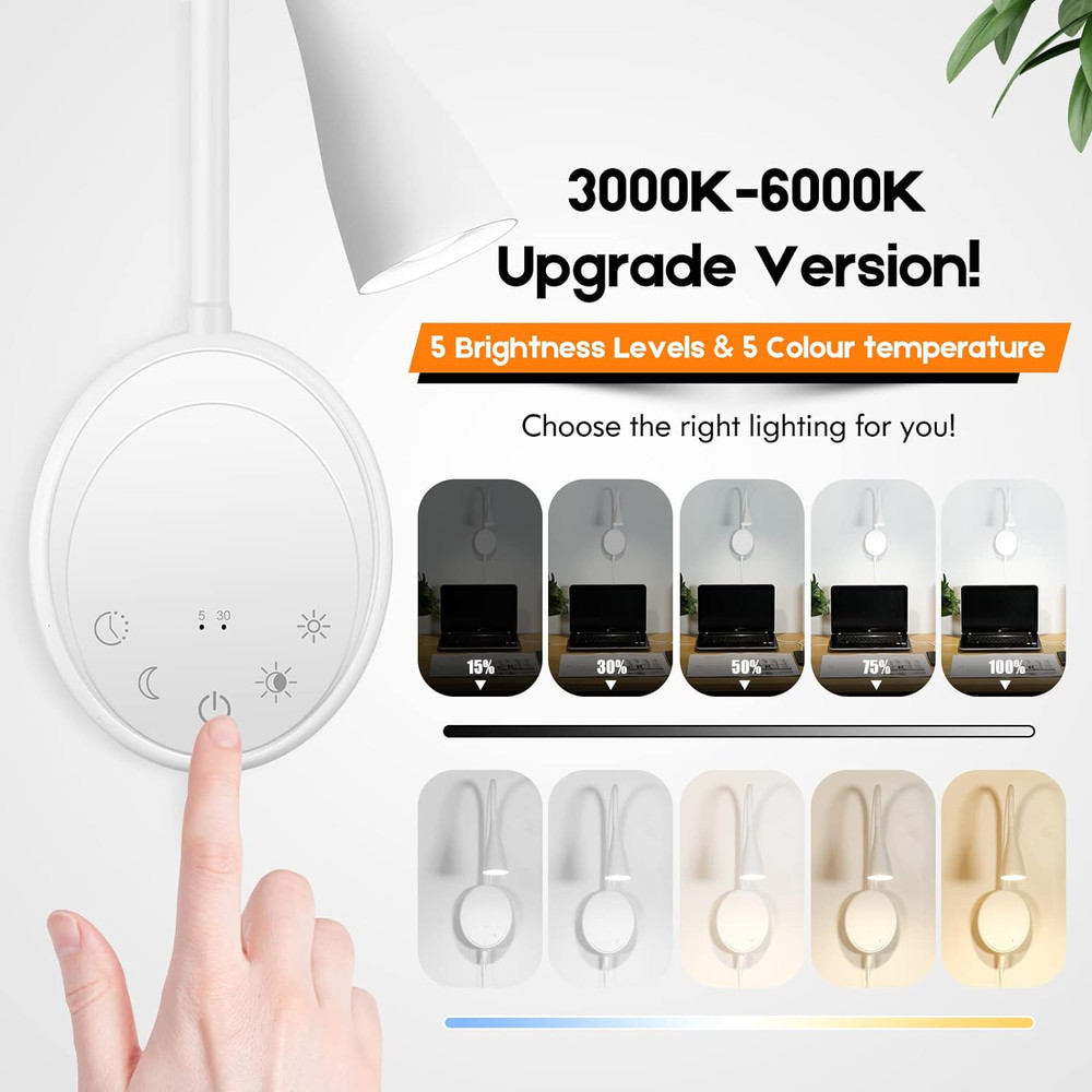 LED Wall Mounted Reading Light, Book Light for Reading in Bed with Touch Control