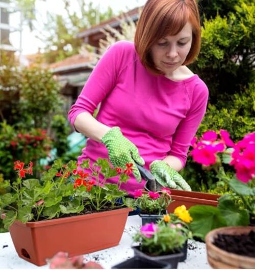 Window Box Planter, 7 Pack Plastic Vegetable Flower Planters Boxes Brick Red